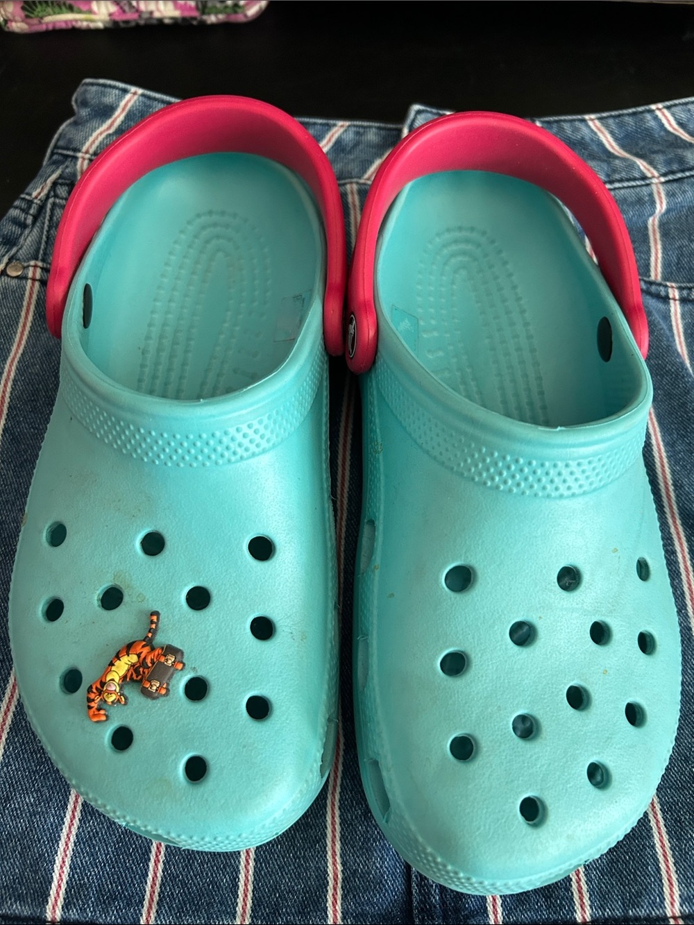 Light Blue CROCS with Pink Accents